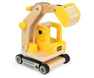 Small Foot Wooden Shovel Excavator, Toy Car with Movable Excavator Arm, 360 Degree Rotation, for Children from 3 Years, 12010