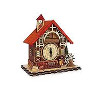 Small Foot Wooden Timbered House Clock with Cuckoo Melody at the Hour Battery Operated with 5 LED Lights 6384