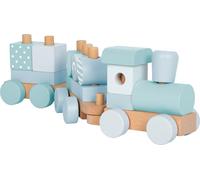 small foot Wooden Train blue, inserting & stacking toy with 14 pieces, decorative train, for ages 12+ months, 12695