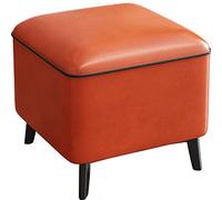Small Footrest StoolCube Foot Rest StoolLeather Tufted Square Footrest BenchShoe Chan Stoolfor Bedroom Living Room OfficeEntrance Hall (Color : Red)
