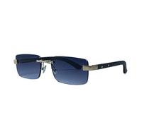 Small Frame Rectangle Rimless Sunglasses Men Vintage Square Sun Glasses For Male(C2DoubleGray)