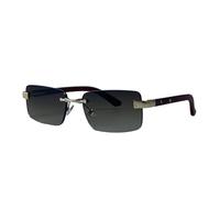Small Frame Rectangle Rimless Sunglasses Men Vintage Square Sun Glasses For Male(C3GrayBrown)
