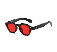 Small Frame Women Sunglasses Rivets Men Clear Ocean Lens UV400 For Outdoor Sports Running Riding,Black red
