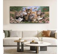 Small Framed Canvas Wall Art Country Rustic 40 x 30 cm Canvas Pictures Animals Cat Butterfly Floral - Decorative Wall Poster for Living Room, Bedroom Bathroom, Multicolor