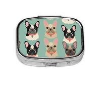 Small French Bulldog Printed Pill Organizer Daily,Portable Metal Travel Pill Case Box for Purse and Pocket
