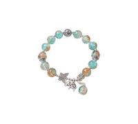 Small Fresh Butterfly Flower Bracelet Gradient Beads Beaded Bracelet Hand French Hook Earrings for Women (Mint Green, One Size)