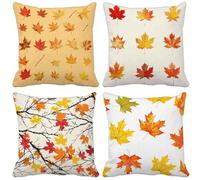 Small Fresh Cushion Covers 75cm x 75cm, 4 Pack Outdoor Cushions Waterproof Soft Sofa Pillows Leaf Pattern Design Double-Sided Printing Pillow Covers, Home Decor Aesthetics, Gifts for Women h27-25