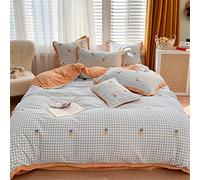 Small Fresh Milk Velvet Daisy Embroidery Thick Four-piece Set Autumn and Winter Wide-sided Quilt Cover Sheet Warm Bedding (Color A, Size : (B)