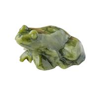 Small Frog Figurine - Hand-Carved Xiuyan Jade, Miniature Animal Sculpture | luckyy Frog Ornament Figures Accessories For Bedroom Christmas Meditation Home Decoration