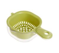 Small Fruit Colander, Dual-Layer Draining Basket with Handle 2 in 1 Fruit Cleaning Bowl with Strainer Container for Mini Berry, Grape (Green)