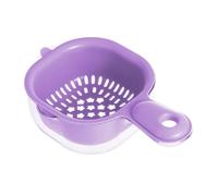 Small Fruit Colander, Dual-Layer Draining Basket with Handle 2 in 1 Fruit Cleaning Bowl with Strainer Container for Mini Berry, Grape (Purple)