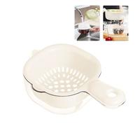 Small Fruit Colander,Fruit Rinser Strainer Container Dual-Layer Vegetable Cutting And Draining Basket,Watermelon Bowl With Strainer For Mini Berry And Tomato Grape Washer (White)