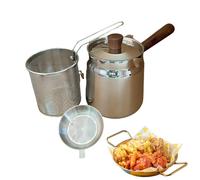 Small Fryer | Large Capacity Pot with Basket and Stainless Steel Strainer, Frying Pot, for Kitchen, Home, Camping Grill Bacon, French Fries, Fish