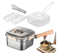 Small Fryer Pot, Deep Fryer Basket, Oil Drip Rack, Heat Resistant Handle Durabled Stainless Steel for Outdoor Stove, Picnic, Garden Bbq, Family Party, 13.79x8.08x4.53 Inches