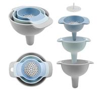 Small Funnel Set of 3 with Filter - Multi-Size Kitchen & Garage Funnels for Bottles,Oil,Food Grade Plastic,Reusable & Durable for Cooking,DIY Use