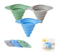 Small Funnels, 2025 New Collapsible Kitchen Funnel Set 3 Pack for Filling Bottles or Containers | Food-Grade Silicone, Easy Clean & Space-Saving Kitchen Gadgets (B+G+A)