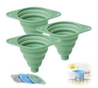 Small Funnels, 2025 New Collapsible Kitchen Funnel Set 3 Pack for Filling Bottles or Containers | Food-Grade Silicone, Easy Clean & Space-Saving Kitchen Gadgets (green)