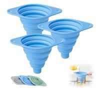 Small Funnels, 2025 New Collapsible Kitchen Funnel Set 3 Pack for Filling Bottles or Containers | Food-Grade Silicone, Easy Clean & Space-Saving Kitchen Gadgets (blue)