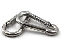 small GALVANIZED STEEL Carabiner Clips ~ 4mm x 40mm ~ BASIC Snap Hook Spring Clip ~ HEAVY DUTY ~ Breaking Load 50kg (2)