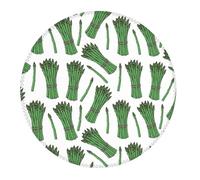 Small Gaming Mouse Pad - Asparagus Green Print Round Rubber Base Desk Mat, Desk Pad with Stitched Edges, Mousepad for Laptop, PC Keyboard Mouse Mat for Work Game Office 7.9 in