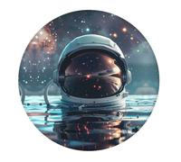 Small Gaming Mouse Pad - Astronaut Helmet Reflections Round Rubber Base Desk Mat, Desk Pad with Stitched Edges, Mousepad for Laptop, PC Keyboard Mouse Mat for Work Game Office 7.9 in