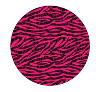 Small Gaming Mouse Pad - Black red Pink Bright Zebra Print Round Rubber Base Desk Mat, Desk Pad with Stitched Edges, Mousepad for Laptop, PC Keyboard Mouse Mat for Work Game Office 7.9 in