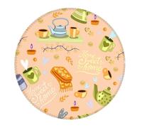 Small Gaming Mouse Pad - Scandinavian Style Hygge Round Rubber Base Desk Mat, Desk Pad with Stitched Edges, Mousepad for Laptop, PC Keyboard Mouse Mat for Work Game Office 7.9 in