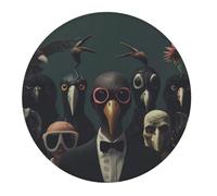 Small Gaming Mouse Pad - Stylish Avian Gathering Round Rubber Base Desk Mat, Desk Pad with Stitched Edges, Mousepad for Laptop, PC Keyboard Mouse Mat for Work Game Office 7.9 in