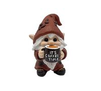 Small Garden Ornaments Coffee Gnomes Coffee Bar Accessories Spring Summer Swedish Tomte Dwarf Figurines Gold Mark Gnome Handmade Gnome Statue Themed Decoration Garden (Brown, 10cm)
