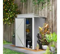 Small Garden Shed, Steel Lean-to Shed for Bike with Adjustable Shelf, Lock, 5x3