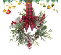 Small Garland - Mini Decorative Wreath Ornaments with Bow Accent, Artificial Holiday Decor for Cabinets | Festive Mini for Front Door Window Table Valentines Home