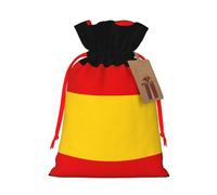 Small German flag Print Christmas Drawstring Candy Bags, Reusable Fabric Sacks, Gift Bag for Xmas Holiday Present Wrap