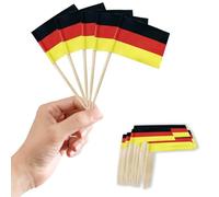 Small Germany Toothpick Flags Little Cake Toppers for Cakes Decorations,100pcs Deutschland Flag Mini German Flags On Cocktail Sticks for Cakes Sandwich Food Cupcake Toppers World Cup Pub Royal Event