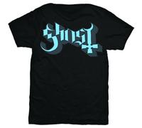 (Small) Ghost 'Blue/Grey Keyline Logo' (Black) T-Shirt