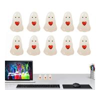 Small Ghost Figurine, Small Ghost Figures | 10 Glow in the Dark Ghost Ornaments | Ghost Heart Garden Decorations, Acrylic Halloween Ghost Decorations for Halloween
