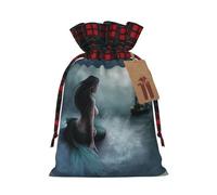 Small Gift Bags With Drawstring,Mermaid Girl And Sailing On Sea Pirate Ship Burlap Sacks For Wrapping Back To School Favors, Soap, Jewelry, For Birthday, Wedding Parties Or Celebrating Christmas