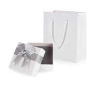 Small Gift Box and Gift Bag 7.5x7.5x3.5cm Kraft Jewellery Gift Box Small Boxes for Gifts with Bow-Knot Bracelet Ring Earring Necklace Jewellery Gift Boxes with Lids for Presents (grey)