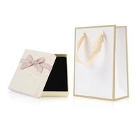 Small Gift Box and Gift Bag, 9x7x3cm Jewellery Gift Box and Paper Bag Bracelet Earring Ring Necklace Boxes with Lid for Gifts Presents (White)