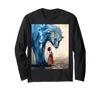 Small Girl Big Polar Bear Expressive Whimsical Mood Duality Long Sleeve T-Shirt