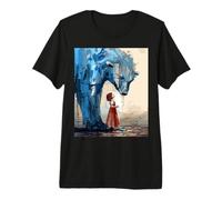 Small Girl Big Polar Bear Expressive Whimsical Mood Duality Premium T-Shirt