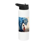 Small Girl Big Polar Bear Expressive Whimsical Mood Duality Stainless Steel Insulated Water Bottle