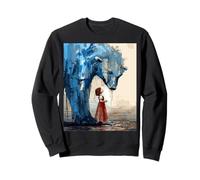 Small Girl Big Polar Bear Expressive Whimsical Mood Duality Sweatshirt