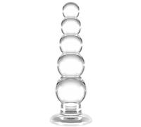 Small Glass Anal Beads, Crystal Butt Plug Sex Toy G-spot Clitoris Vaginal Personal Massage Stimulation, Clear Anal Training Expander Dildo for Men/Women Masturbation (L)
