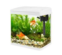 Small Glass Aquarium Tank 8L with Filter and Light, All-in-One Desktop Glass Fish Tank Kit with Pump for Goldfish, Betta, Shrimp, White