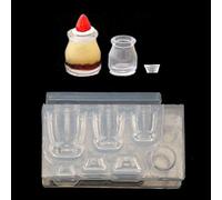 Small Glass Bottle Resin Mold Drink Jar Goblet Cup Simulated Food Miniature Cake Cup Silicone Resin Craft Tool Wine Shape Silicone Glossy Glossy Wine Glass