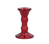 Small Glass Candlestick - Red Moulded by gisela graham 10 cm