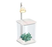 Small Glass Fish Tank - Clear Fighting Fish Tank | Aquarium Tank with Night Light | Landscape Glass Fish Tank | Desktop with Green Crystal for Fish, Shrimp, Small Crabs, Jellyfish Betta Fish