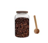 Small Glass Jars with Lid Spice Jars With Screw Wooden Lids Airtight Kitchen Storage Jar Canister for Sea Salt Paprika Herbs Cinnamon Coffee Seasoning Fermenting Pickling (2800ml/94oz)