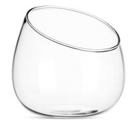 Small Glass Planter Pot for Indoor Plants, round Slanted Mouth | Glass, for Moss and Succulents, Simple Elegant Shape, Living Space Use, Terrarium Bowl Style