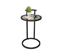 Small Glass Round Coffee Table Modern Metal Living Room End Table for Sofa Creative Nightstand for Bedroom & Hotel 38x38x70 CM (Color: C)